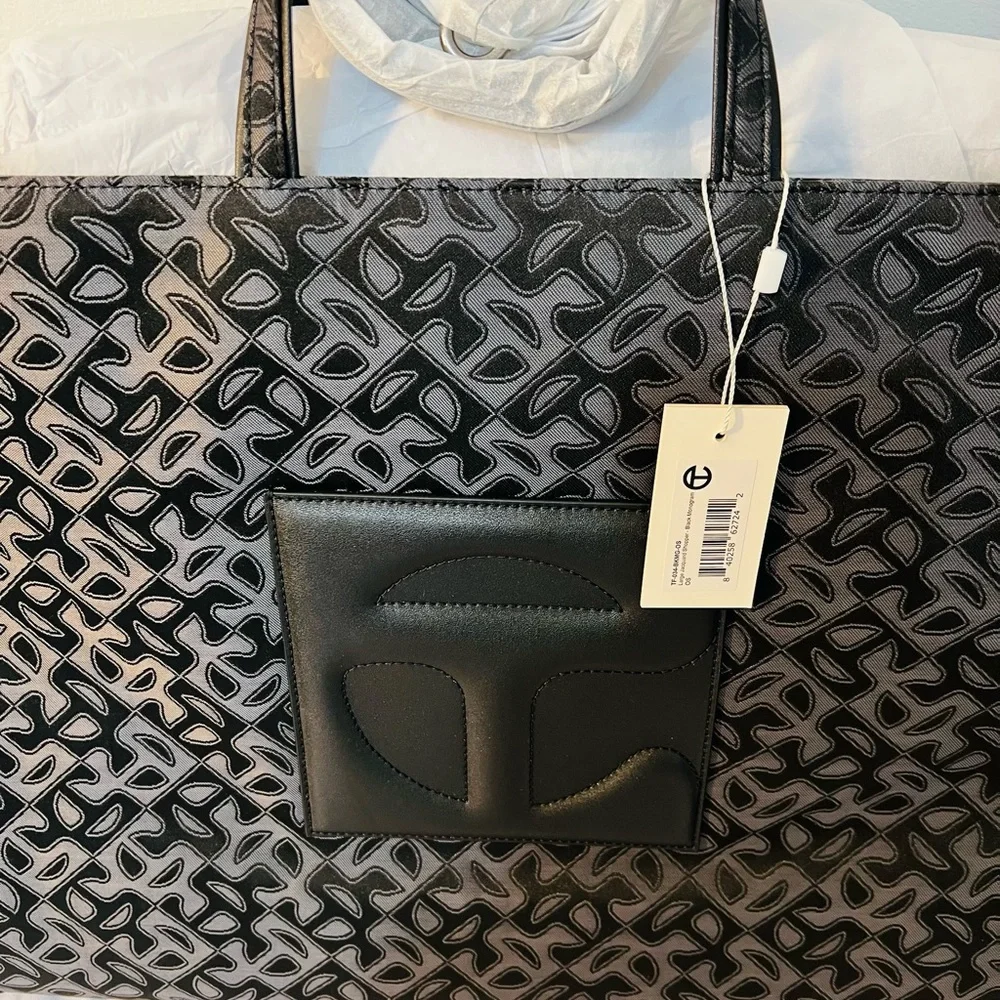 TELFAR Large Jacquard Shopper-Black Monogram - Picture 2 of 4